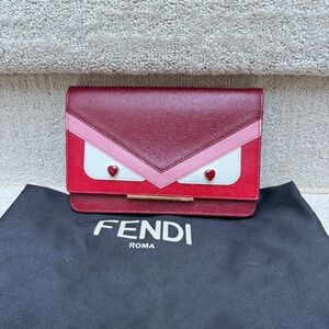 Fendi Vitello Elite Crystal Eye Monster Wallet on Chain